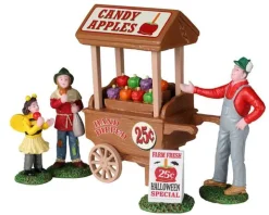 22108 - Candy Apple Cart, Set Of 5 - Lemax Spooky Town Halloween Village Figurines