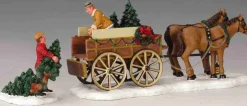 43451 - Christmas Tree Wagon, Set Of 2 - Lemax Christmas Village Table Pieces