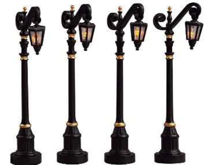 54313 - Colonial Street Lamp, Set Of 4 (4.5V) - Lemax Christmas Village Misc. Accessories