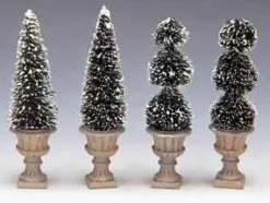 34965 - Cone-Shaped & Sculpted Topiaries, Set Of 4 - Lemax Christmas Village Trees