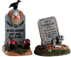 04711 - Crazy Headstones, Set Of 2 - Lemax Spooky Town Accessories