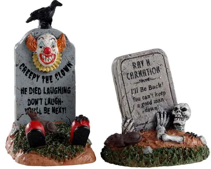 04711 - Crazy Headstones, Set Of 2 - Lemax Spooky Town Accessories