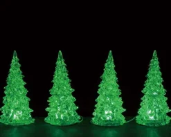 94518 - Crystal Lighted Tree, 3 Color Changeable, Small, Set/4, Battery-Operated (4.5-Volt) - Lemax Trees