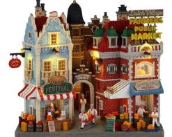 25868 - Dutch Cheese Festival And Farmers Market, Battery-Operated (4.5-Volt) - Lemax Christmas Village Facades