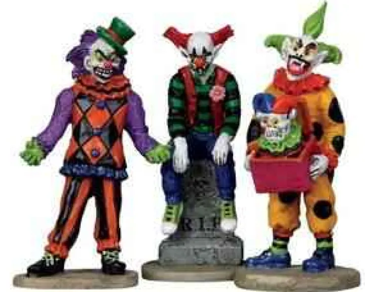 12885 - Evil Sinister Clowns, Set Of 3 - Lemax Spooky Town Halloween Village Figurines