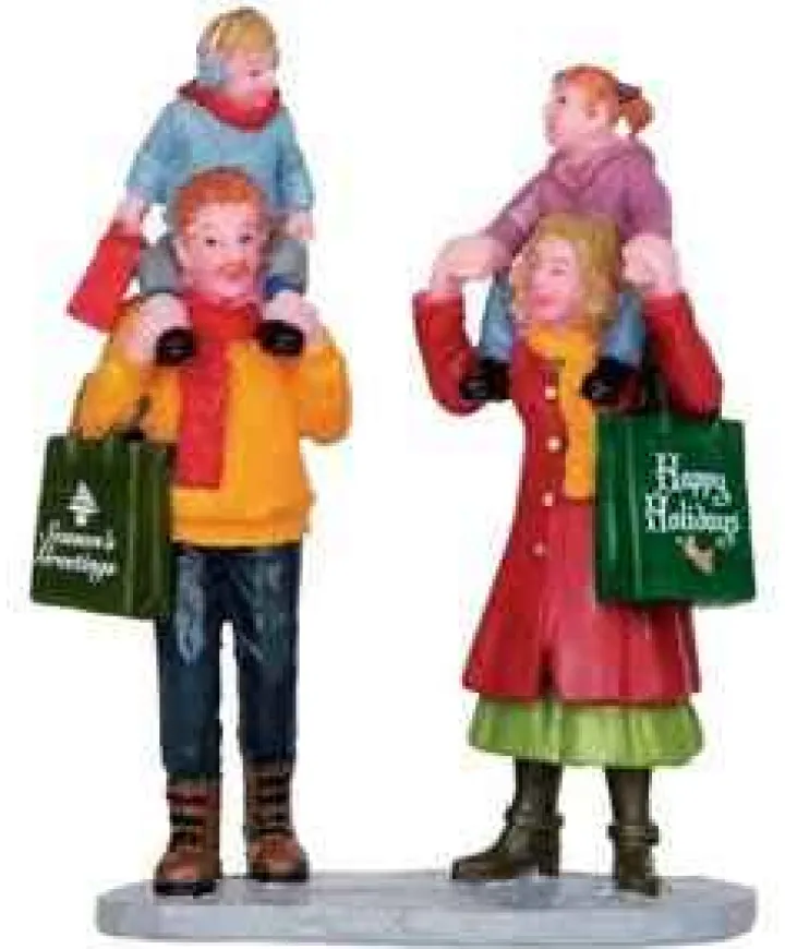 22022 - Family Xmas Shopping - Lemax Christmas Village Figurines