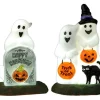 24934 - Happy Halloween Ghosts, Set Of 2, Battery-Operated (4.5-Volt) - Lemax Spooky Town Halloween Village Accessories