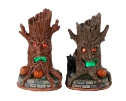 34072 - Haunted Tree Trunks, Set Of 2, Battery-Operated (4.5-Volt) - Lemax Spooky Town Accessories