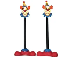 64056 - Killer Clown Lamp Post, Set Of 2, Battery-Operated (4.5 Volts) - Lemax Spooky Town Accessories