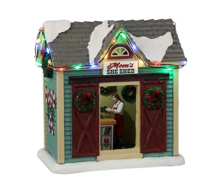 24963 - Mom's She Shed, Battery-Operated (4.5-Volt) - Lemax Christmas Village Table Pieces