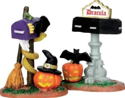44740 - Monster Mailboxes, Set Of 2 - Lemax Spooky Town Halloween Village Accessories