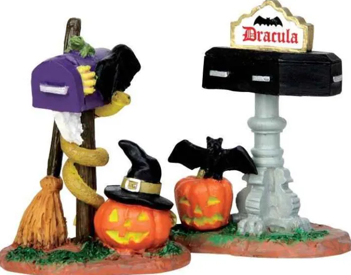 44740 - Monster Mailboxes, Set Of 2 - Lemax Spooky Town Halloween Village Accessories