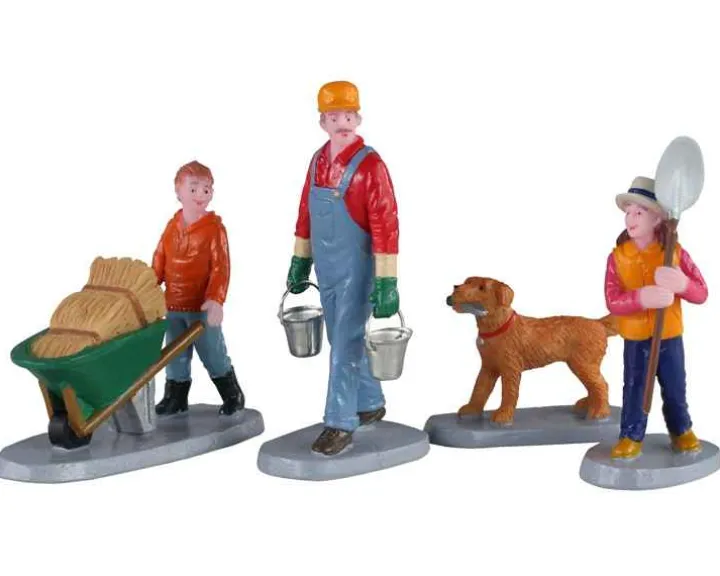 02922 - Morning Chores, Set Of 4 - Lemax Figurines