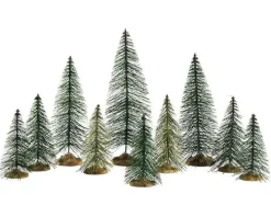 84358 - Needle Pine Trees, Set Of 10 - Lemax Trees