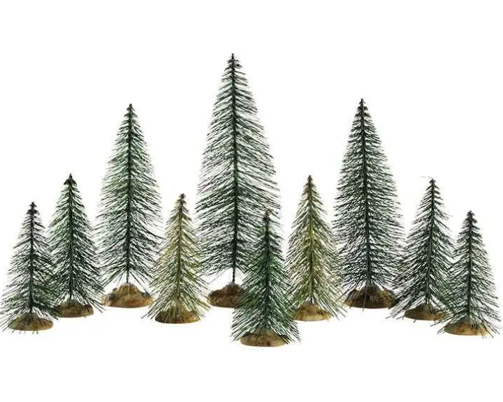 84358 - Needle Pine Trees, Set Of 10 - Lemax Trees