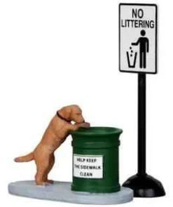14364 - No Littering, Set Of 2 - Lemax Christmas Village Misc. Accessories