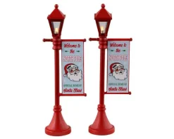 34091 - North Pole Lamppost, Set Of 2, Battery-Operated (4.5-Volt) - Lemax Misc. Accessories