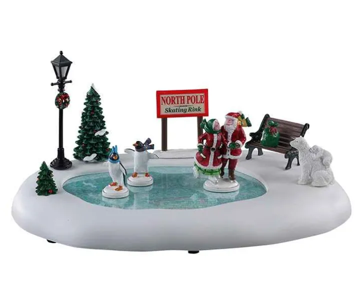 14837 - North Pole Skating Rink, Battery-Operated (4.5V) - Lemax Table Pieces