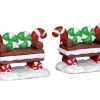 44812 - Peppermint Cookie Bench, Set Of 2 - Lemax Misc. Accessories