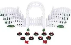 04233 - Plastic Arbor & Picket Fences With Decorations, Set Of 20 - Lemax Christmas Village Accessories