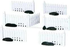 14388 - Plastic Picket Fence, Set Of 7 - Lemax Christmas Village Misc. Accessories