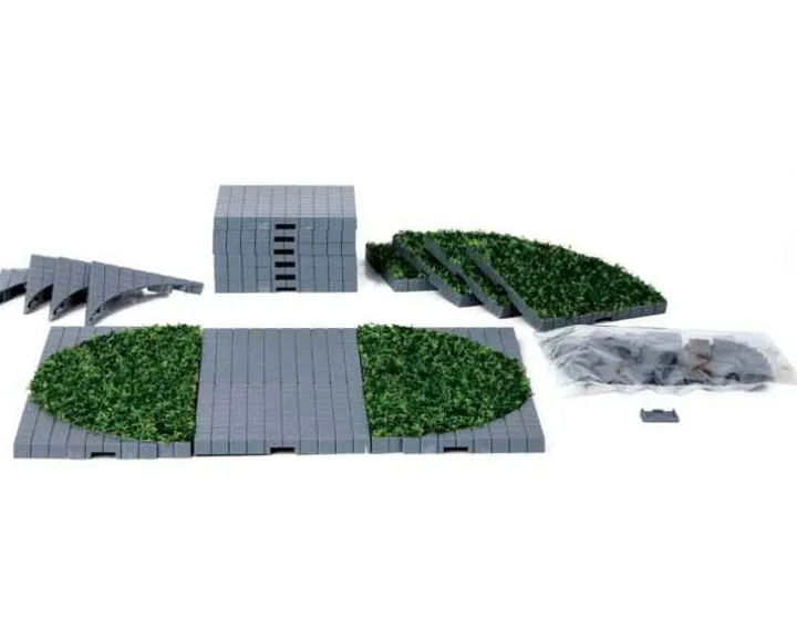 64108 - Plaza System (Grey, Round Grass) - 24 Pcs - Lemax Landscape