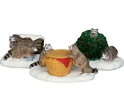 52357 - Rascal Raccoons, Set Of 3 - Lemax Christmas Figurines