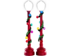 74229 - Red Globe Street Lamp, Set Of 2, Battery-Operated (4.5V) - Lemax Misc. Accessories