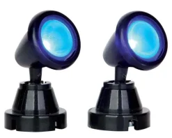 54945 - Round Spot Light, Blue, Set Of 2, Battery-Operated (4.5V) - Lemax Electrical Accessories