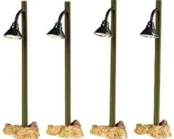 54362 - Rustic Street Lamp, Set Of 4, Battery-Operated (4.5V) - Lemax Christmas Village Misc. Accessories