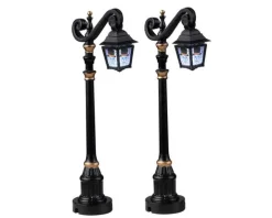 24987 - Skeleton Deco Lamp, Set Of 2, Battery-Operated (4.5-Volt) - Lemax Spooky Town Halloween Village Accessories