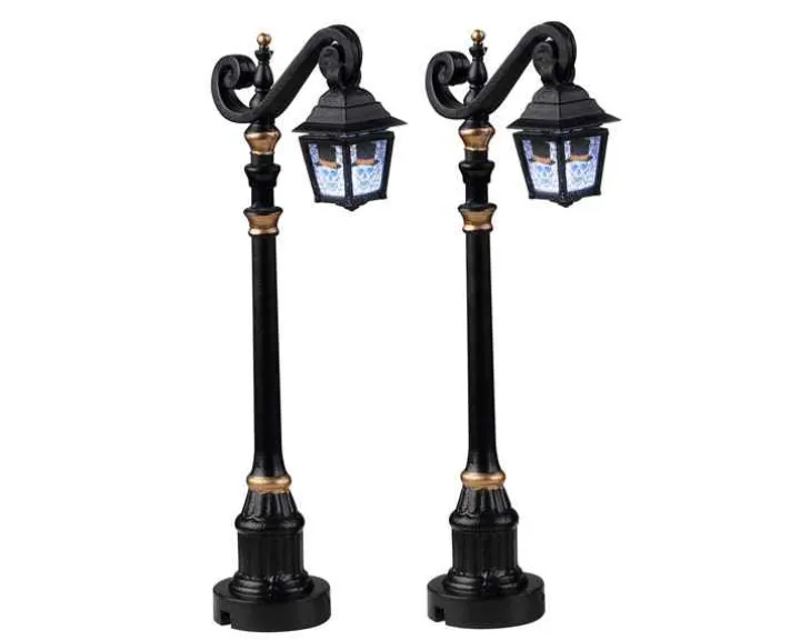 24987 - Skeleton Deco Lamp, Set Of 2, Battery-Operated (4.5-Volt) - Lemax Spooky Town Halloween Village Accessories