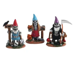 14832 - Skeleton Garden Gnomes, Set Of 3 - Lemax Spooky Town Accessories