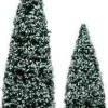 34665 - Snowy Juniper Tree, Medium & Small, Set Of 2 - Lemax Christmas Village Trees