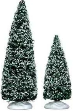 34665 - Snowy Juniper Tree, Medium & Small, Set Of 2 - Lemax Christmas Village Trees