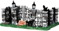 34606 - Spooky Iron Gate And Fence, Set Of 5 - Lemax Spooky Town Halloween Village Accessories