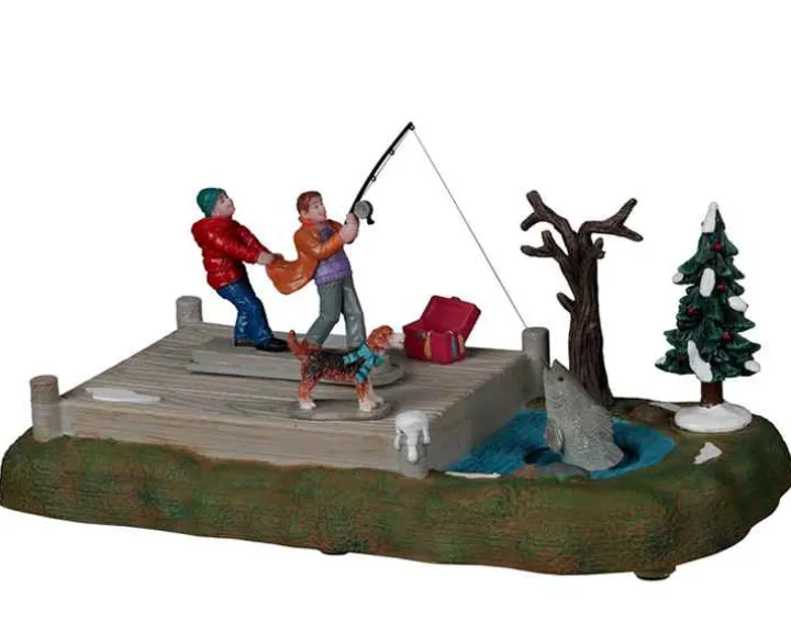 24952 - Too Big A Catch, Battery-Operated (4.5-Volt) - Lemax Christmas Village Table Pieces