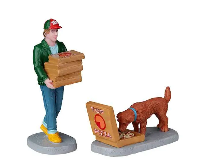 22113 - Top Pizza Delivery, Set Of 2 - Lemax Christmas Village Figurines