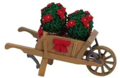 64479 - Wheelbarrow With Poinsettias - Lemax Christmas Village Misc. Accessories