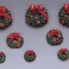 34957 - Wreaths With Red Bow, Set Of 12 - Lemax Christmas Village Misc. Accessories