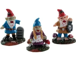 82569 - Zombie Garden Gnomes, Set Of 3 - Lemax Spooky Town Figurines
